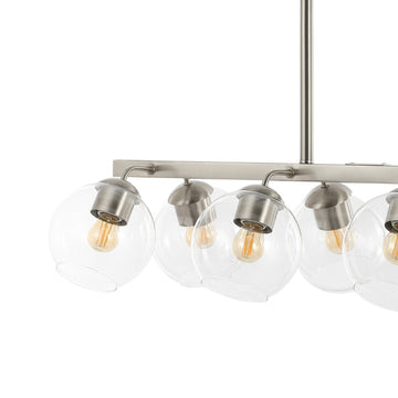 Julian 33.5" Farmhouse Bohemian Iron/Glass Linear LED Pendant - JONATHAN Y